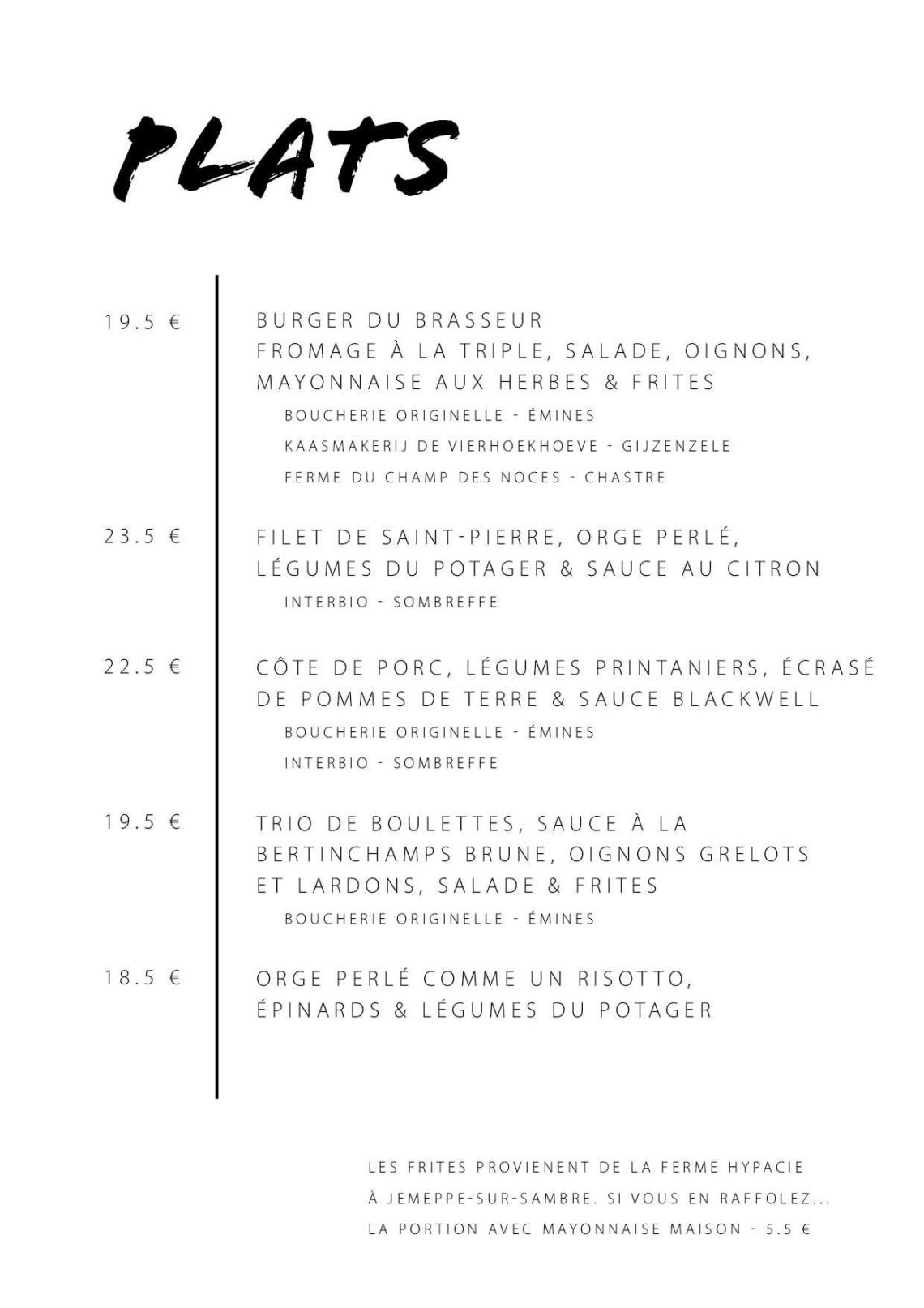 Carte Table Avril à juin 202613