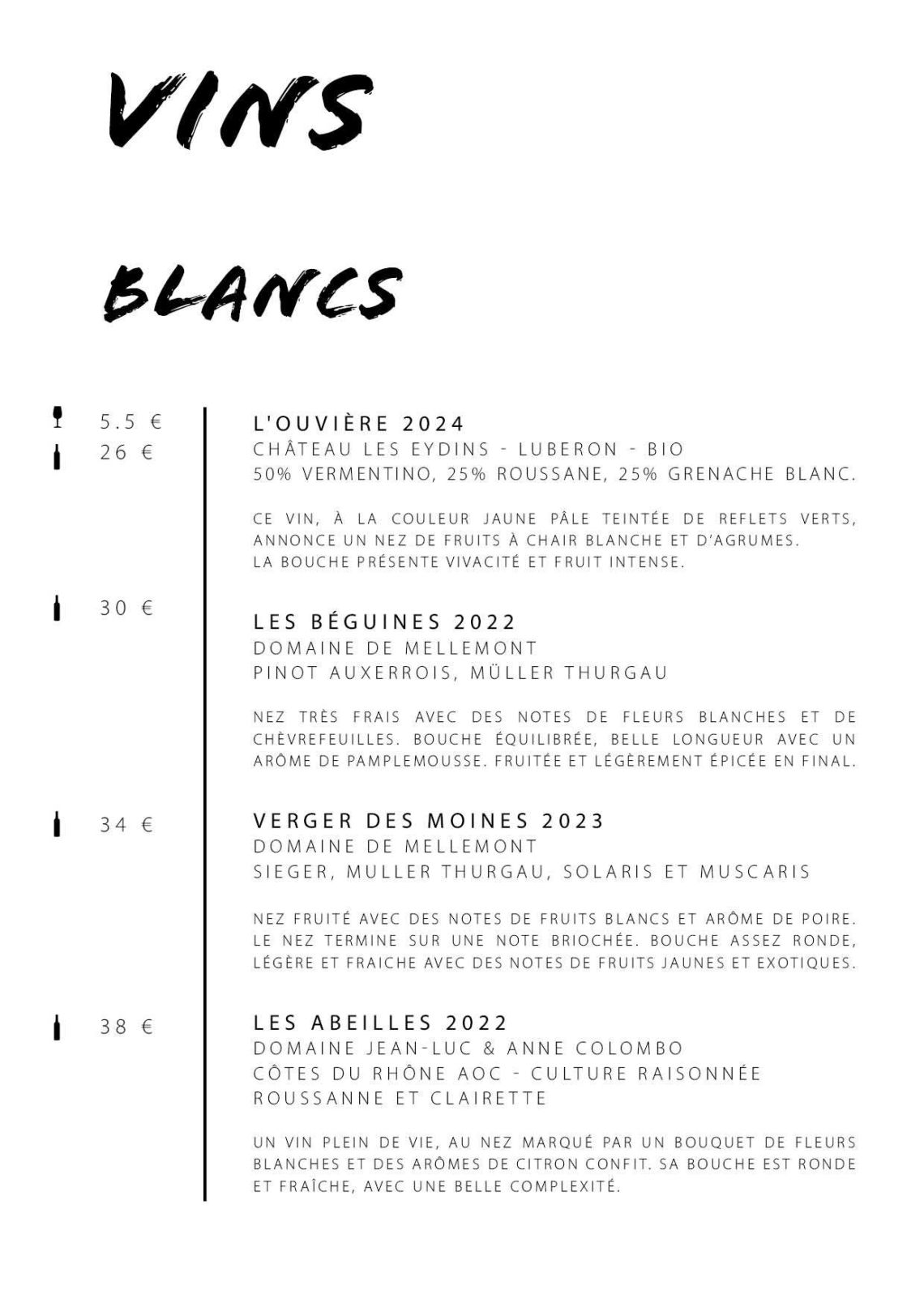 Carte Table Avril à juin 202618