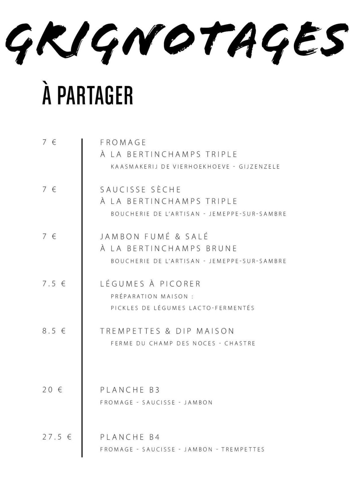 Carte Table Avril à juin 20266