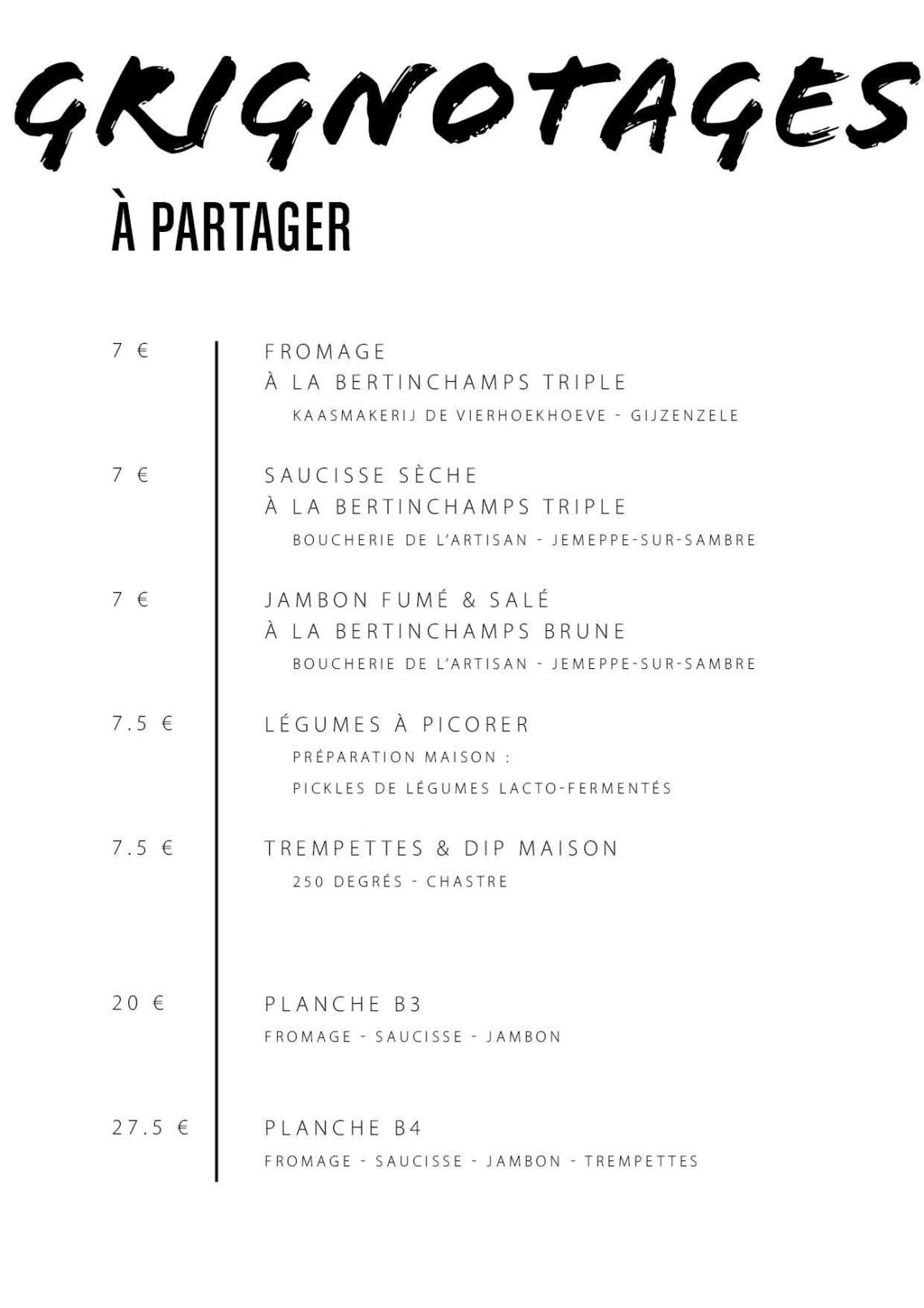 Carte Table Juillet à septembre 20256