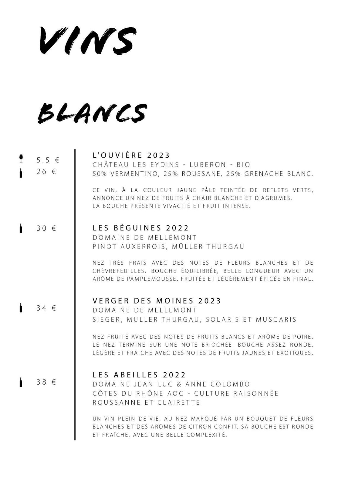 Carte Table Octobre à décembre 202518